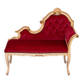 Canapé en velours rouge Louis XVI années 1950 France