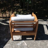 Scandinavian wooden armchair and fabric