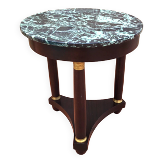 Empire period tripod pedestal table with sea green marble top and bronze ornamentation