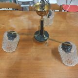 Vintage 70s chandelier with 3 clear glass globes