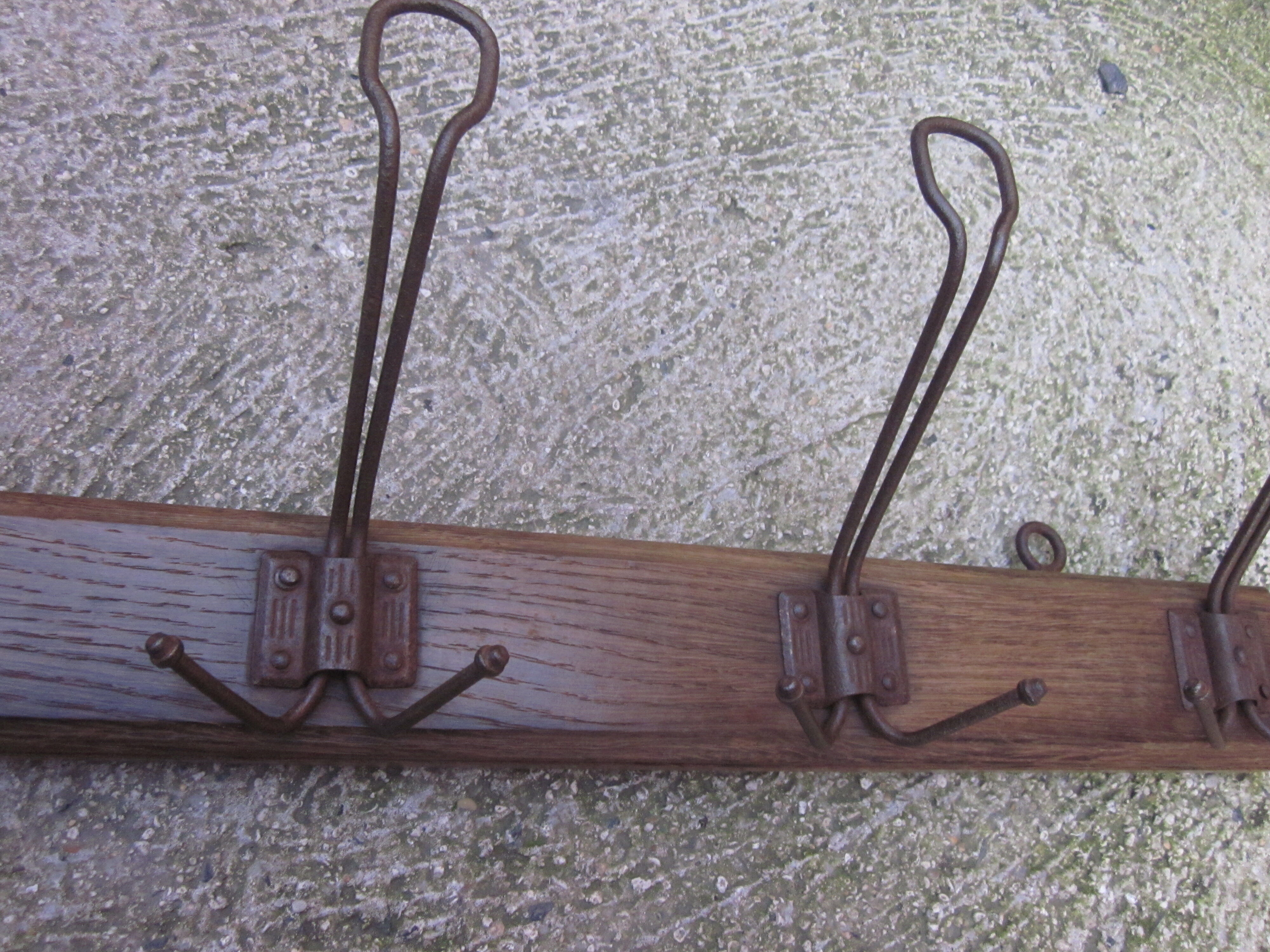 Old coat door has 5 racks