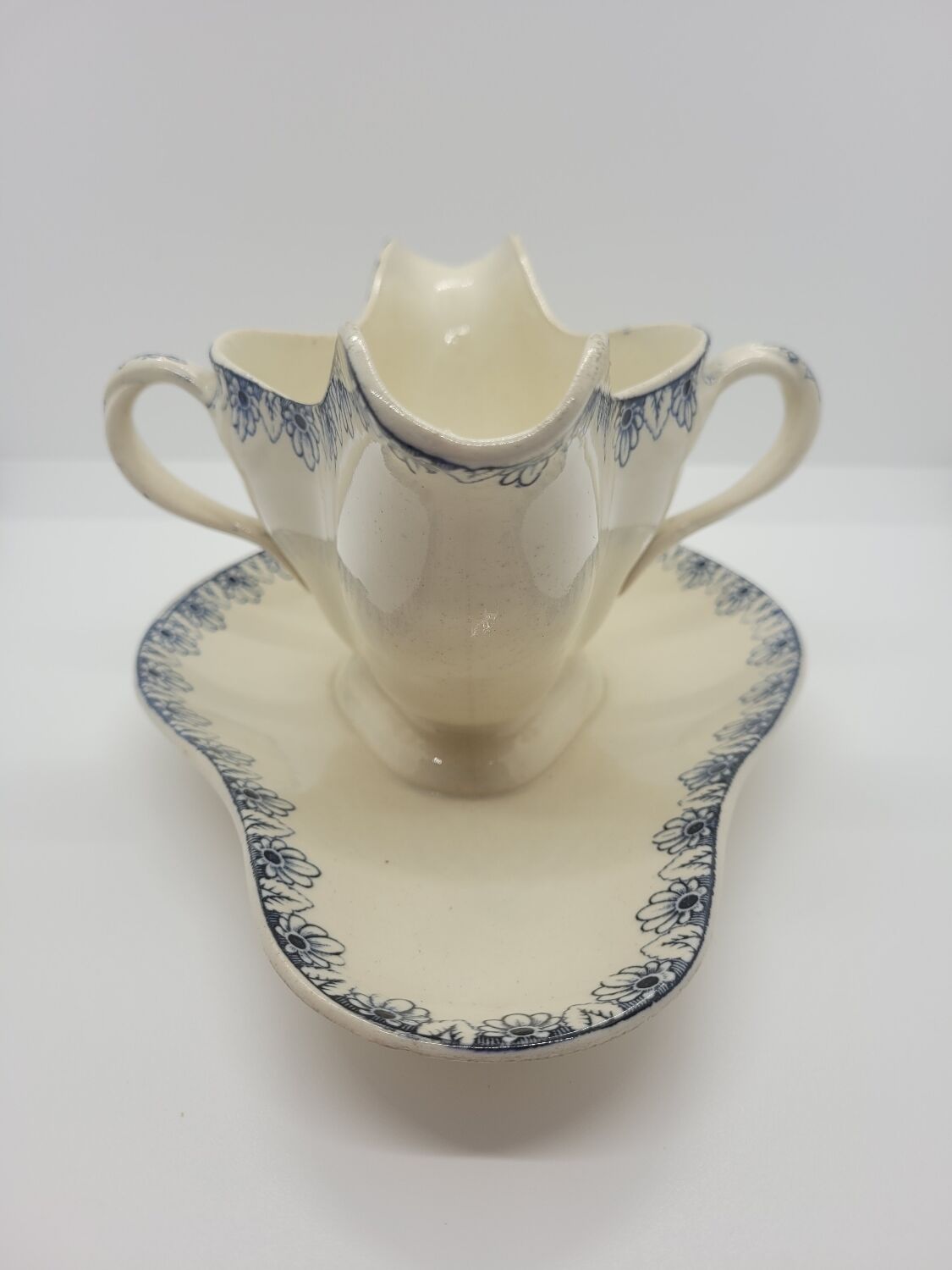 Saucière old earthenware décor Rouen Lunéville K&G