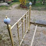 Vintage single bed and nightstand in gilded brass