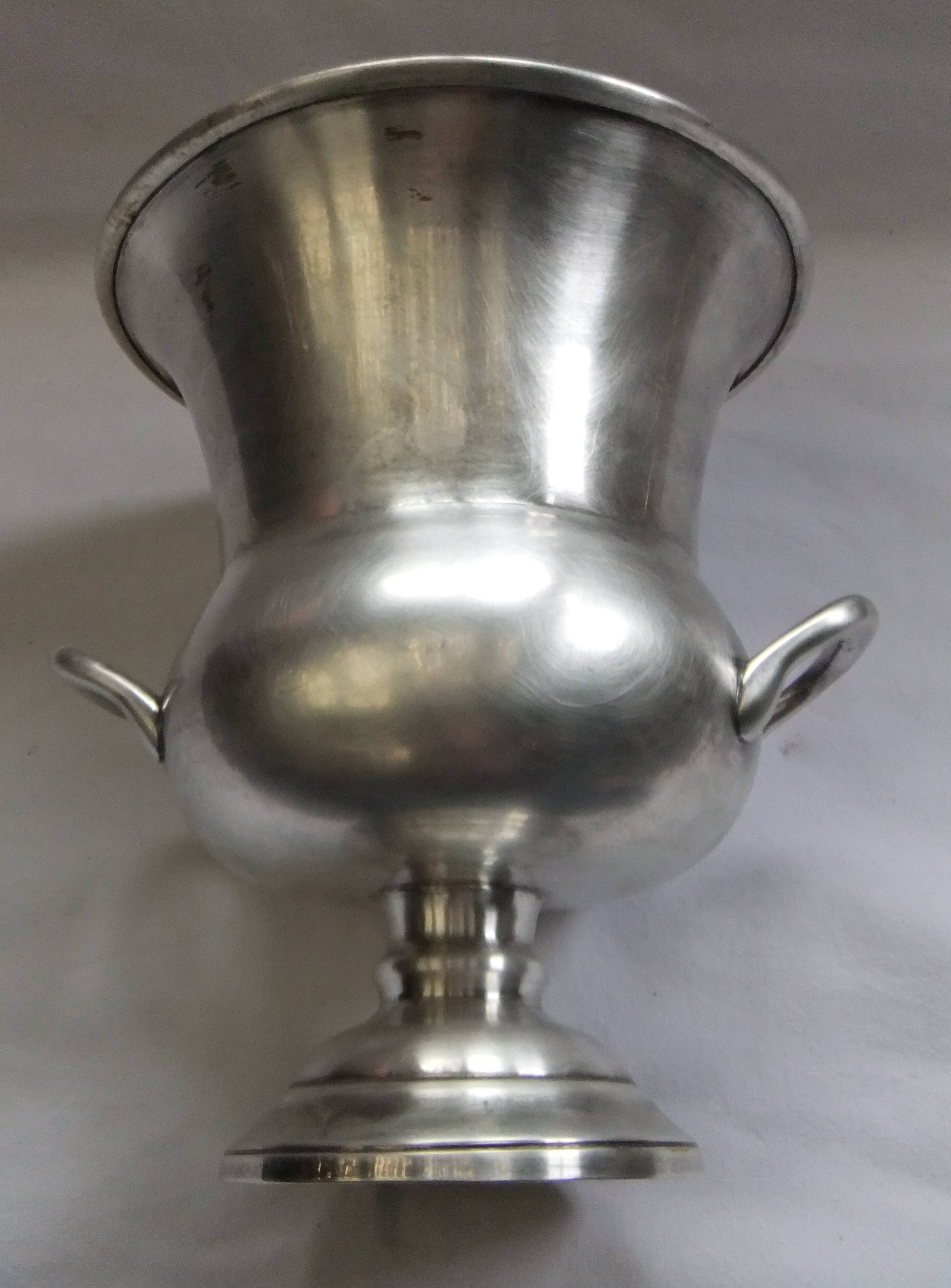 Old champagne bucket with vintage silver metal cooler Medici