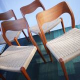 4 x dänische Stühle Niels O. Møller Teck Modèle 71