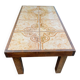 1970s solid wood and ceramic coffee table 84x44cm