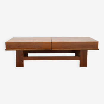 Table basse en noyer avec compartiment, 1970