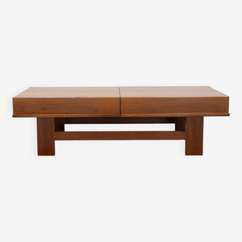 Walnut coffee table with compartment, 1970