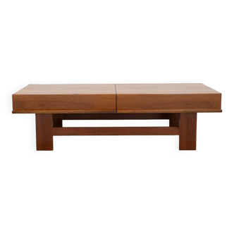 Walnut coffee table with compartment, 1970