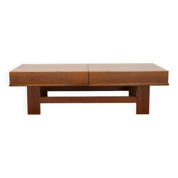 Walnut coffee table with compartment, 1970