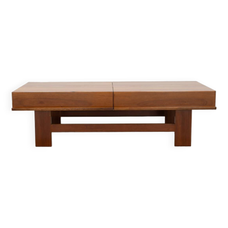 Table basse en noyer avec compartiment, 1970