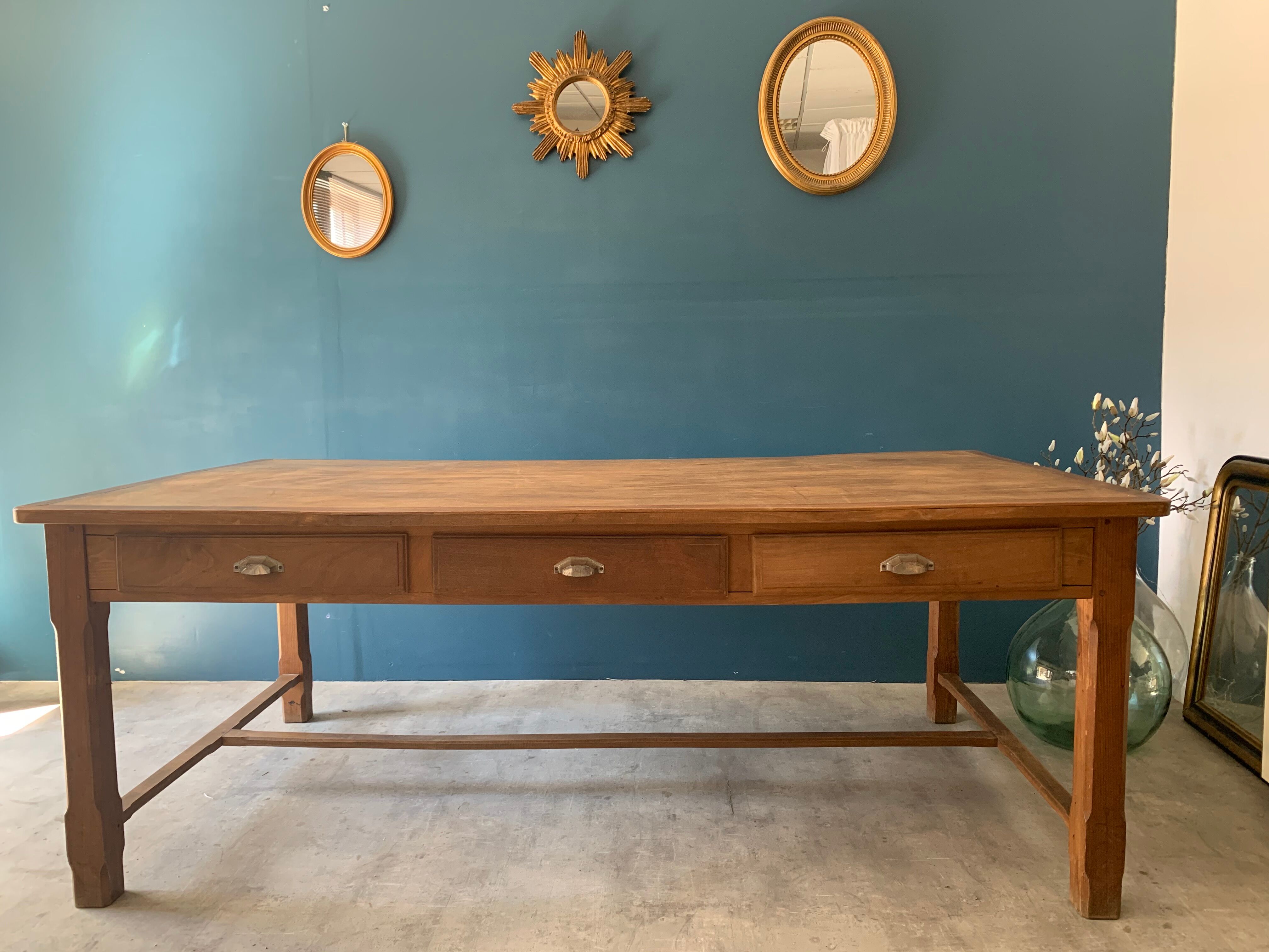 Farm table with 6 drawers