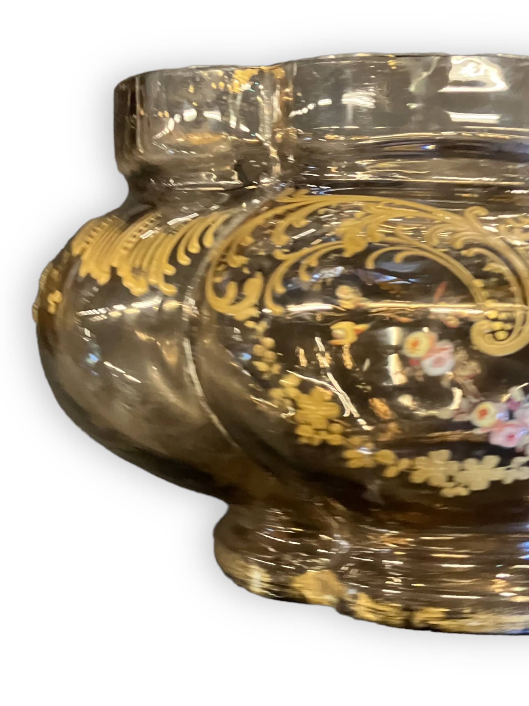 Jardinière Art Nouveau En Verre émaillé