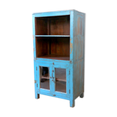Ancien vaisselier en teck birman patine bleue d'origine