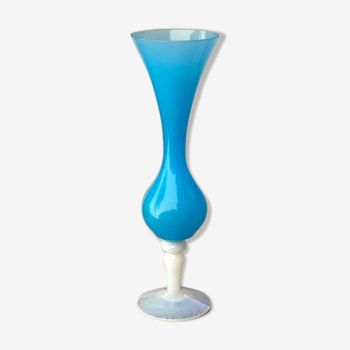 Vase en opaline bleu & blanc