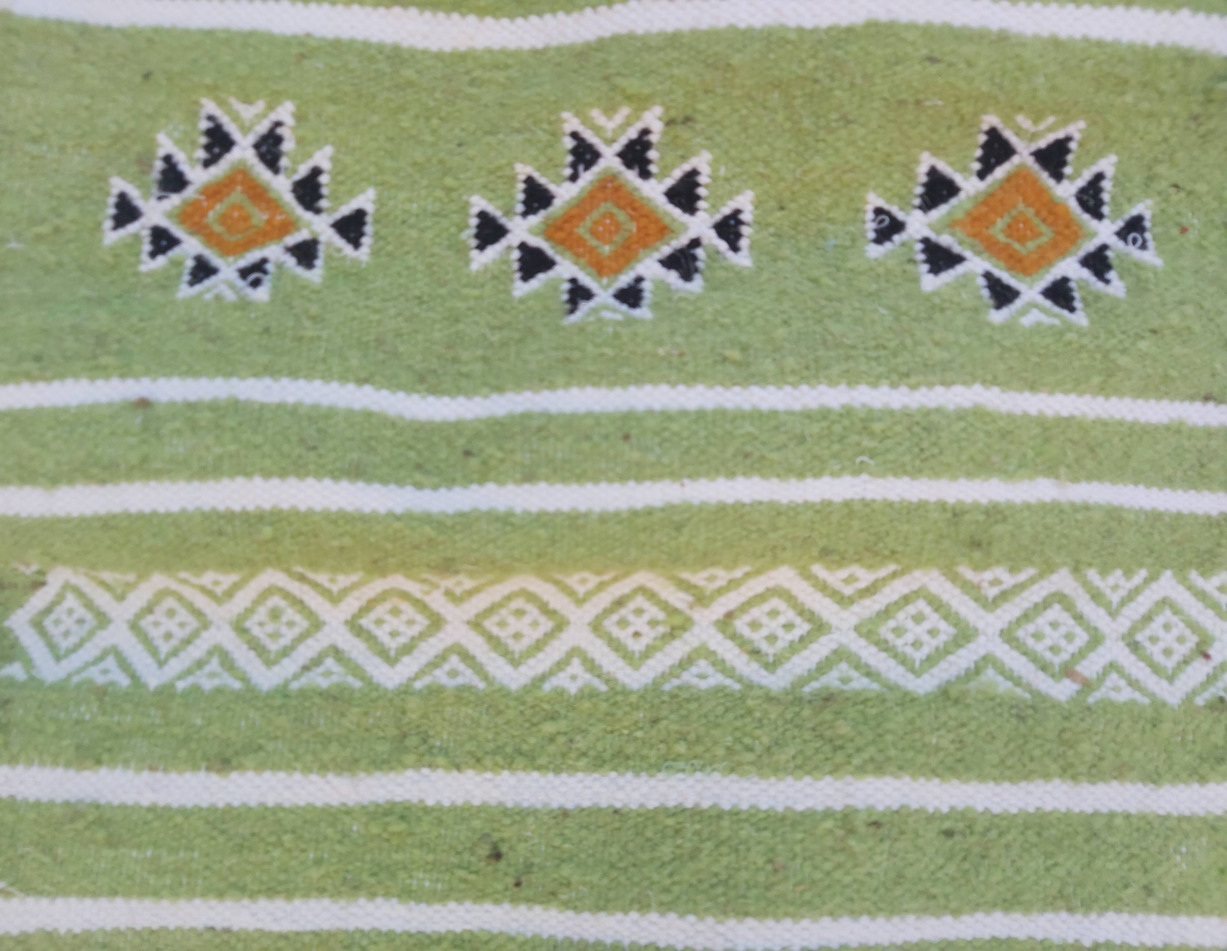 Traditional handmade green corridor carpet 65x200cm