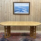1970s English oak dining table with 2 extensions