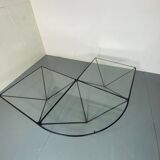 Table Basse Moderniste Furtive en Acier et Verre, Italie, années 1980