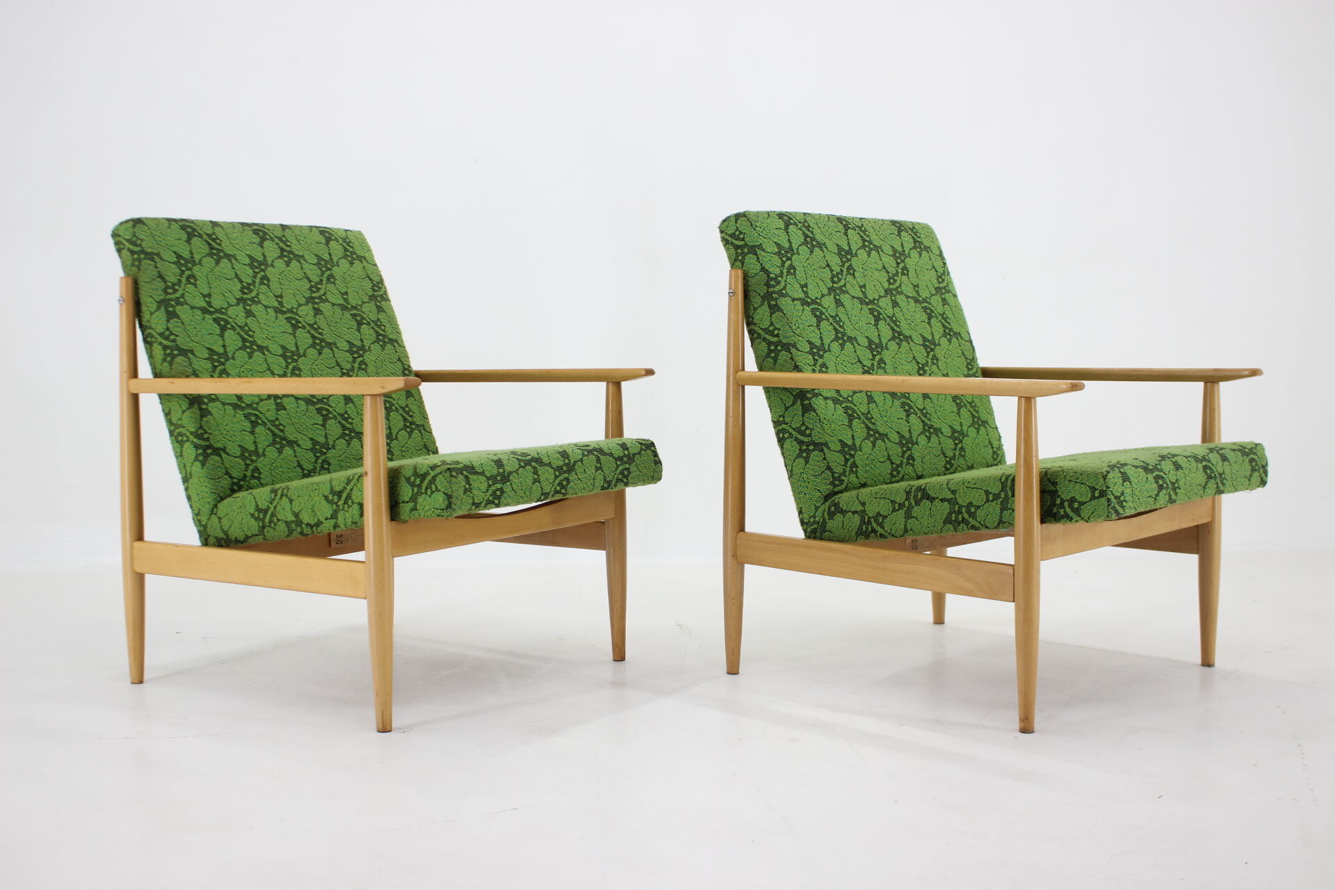 Pair of beech armchairs by ton ,czechoslovakia, 1960