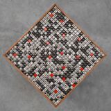 Vintage side table in pine wood tiled with mosaic, Belgium 1950s