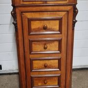 Cherry nightstand with pink marble.