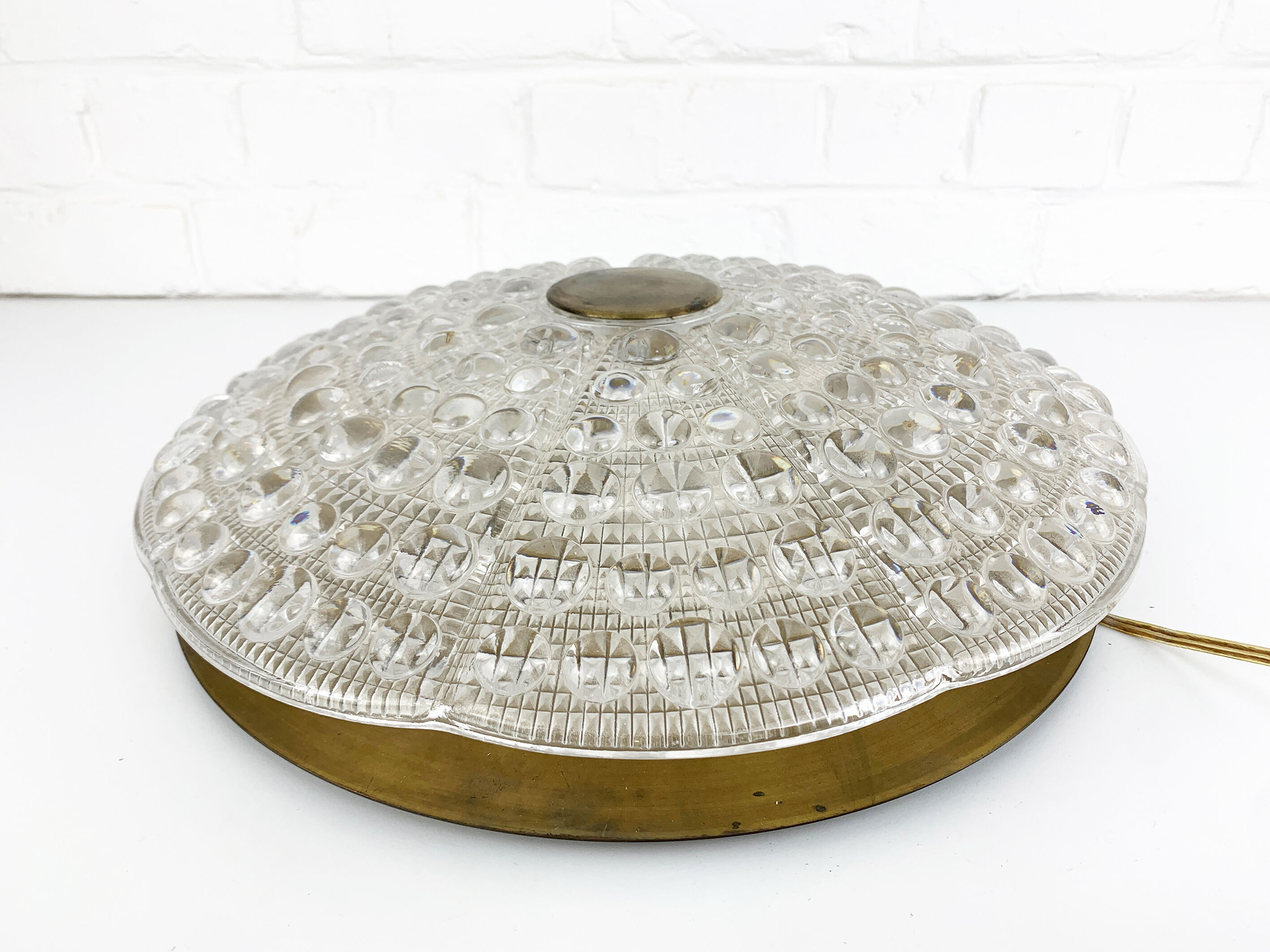 ceiling lamp by carl fagerlund for Lyfa, glass & brass, Denmark, 1960s