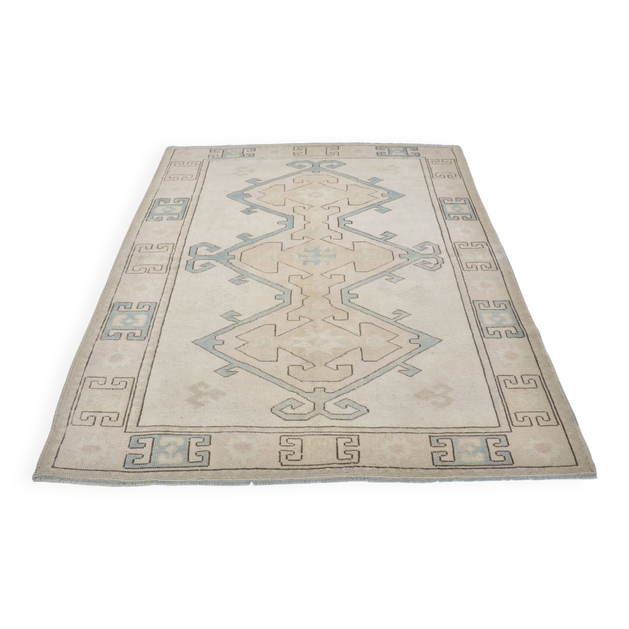 Bohemian hand knotted Oushak rug sku 3484