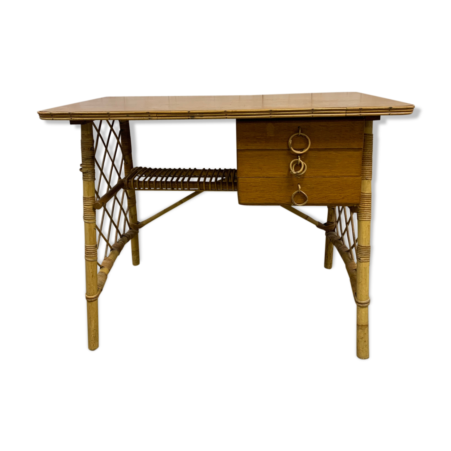 Louis Sognot rattan desk