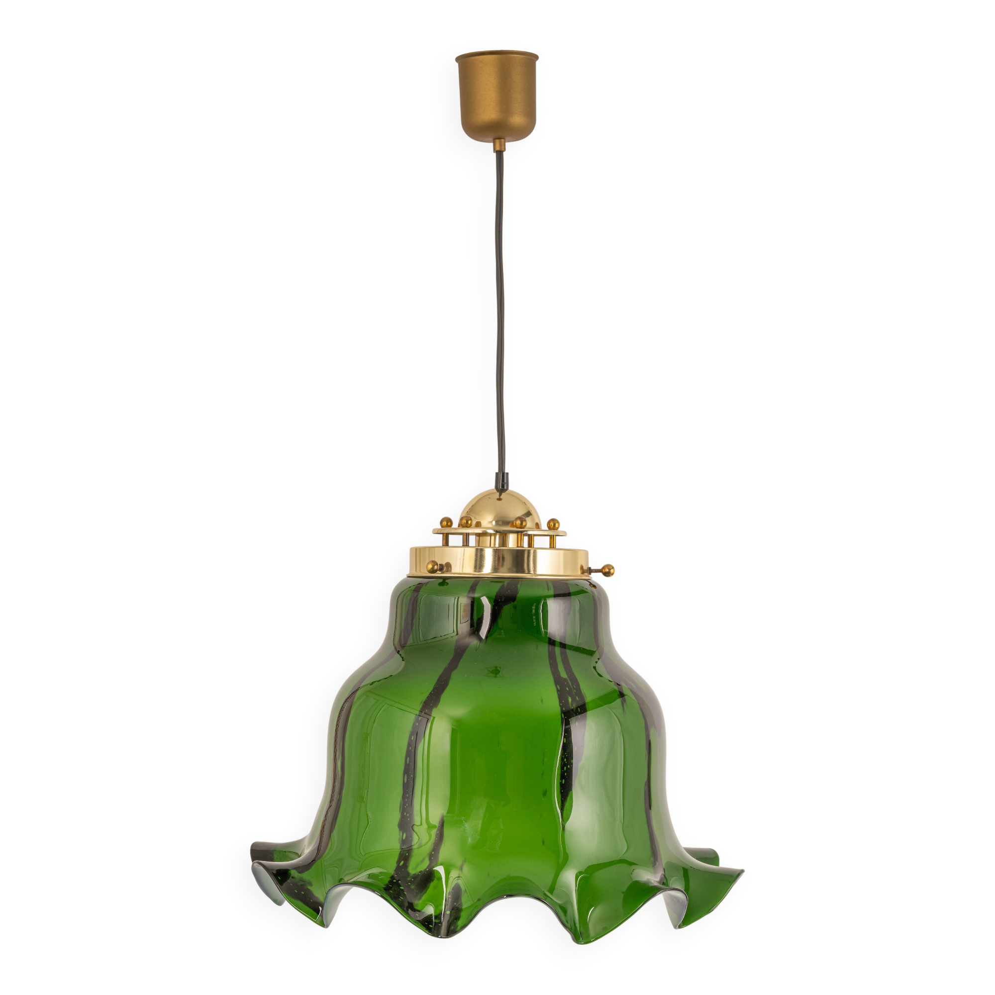 Orange glass pendant by Peill Putzler, Germany, 1970.