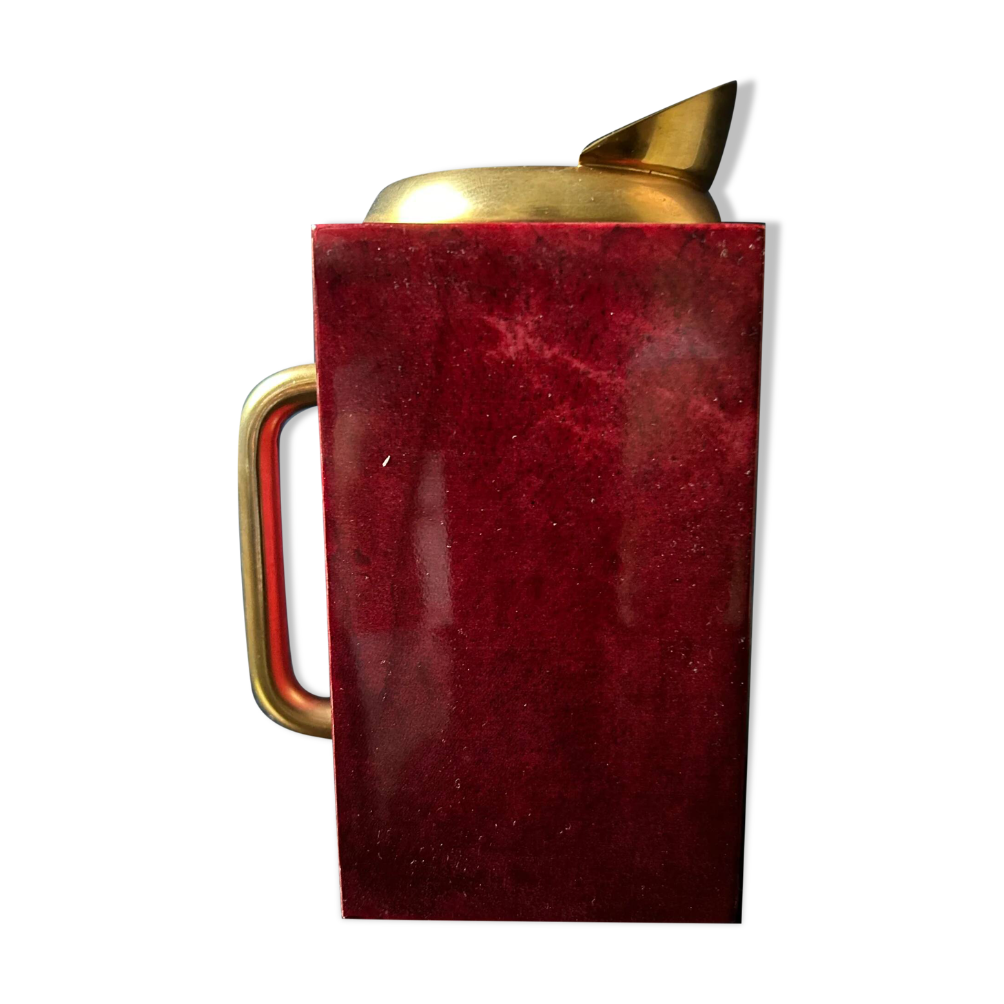 Aldo Tura red mixing pitcher with mixing spoon, Italy 1970s