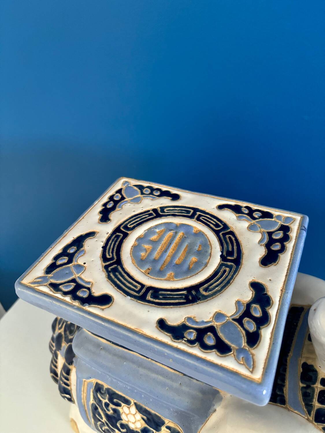 Ceramic elephant plant holder stool