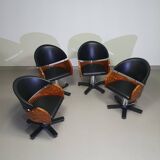 4 x '80s Italian barber chair, height adjustable