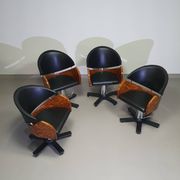 4 chaises de barbier italiennes des années 80, réglables en hauteur