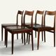 Set of 4 vintage teak and black faux leather chairs – 1960s