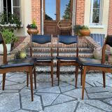 4 Scandinavian black leatherette chairs