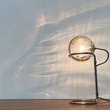 German table lamp from the mid-century space age, glass and chrome, 1960s.