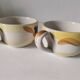 Two large vintage hand-painted mugs – Orange and blue flowers