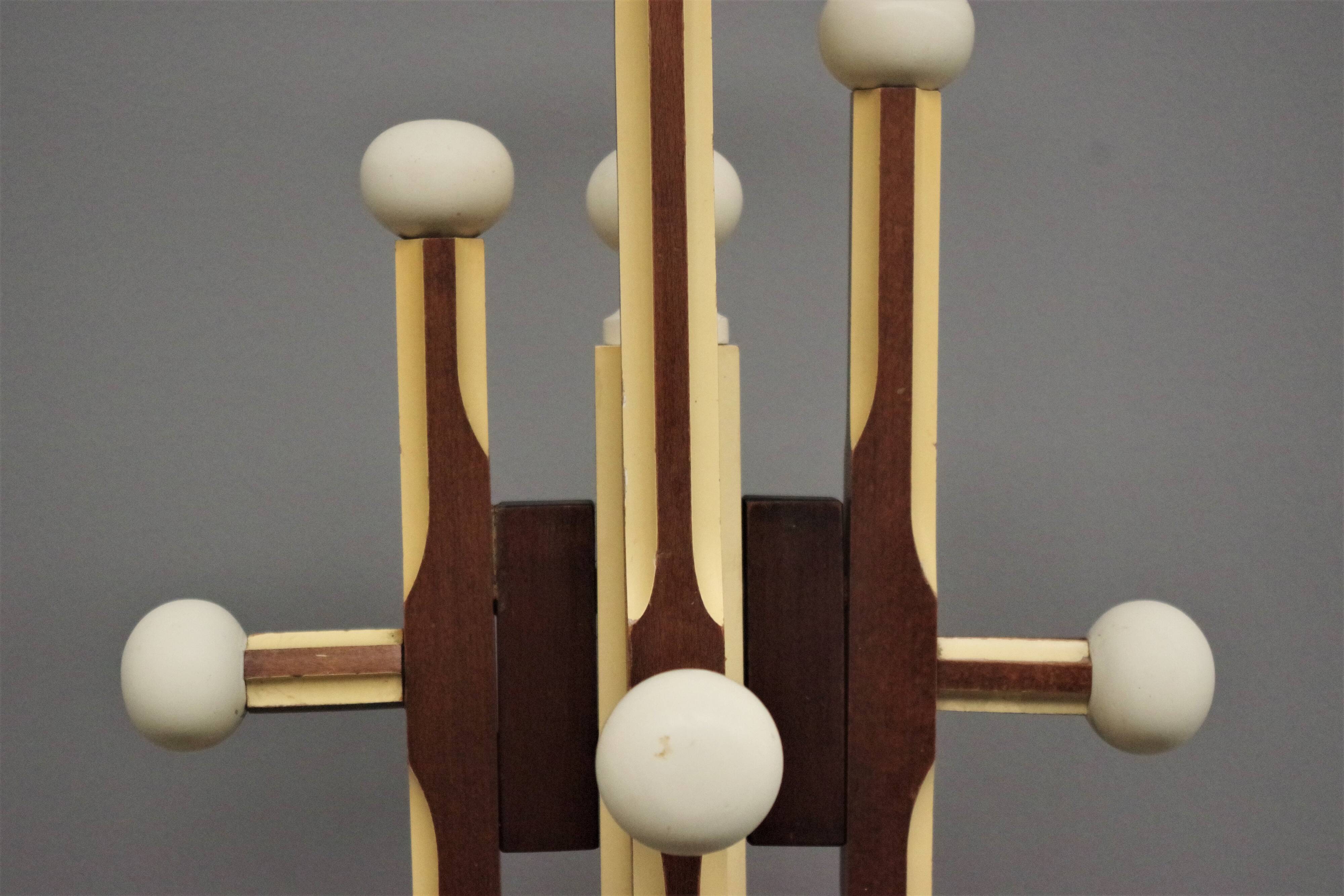 Wooden column coat rack  1965