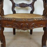 Renaissance style office chair in solid oak circa 1850