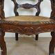 Renaissance style office chair in solid oak circa 1850