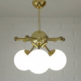 Vintage Sputnik Chandelier Gold Brass Space Age Redesign Pendant Lamp