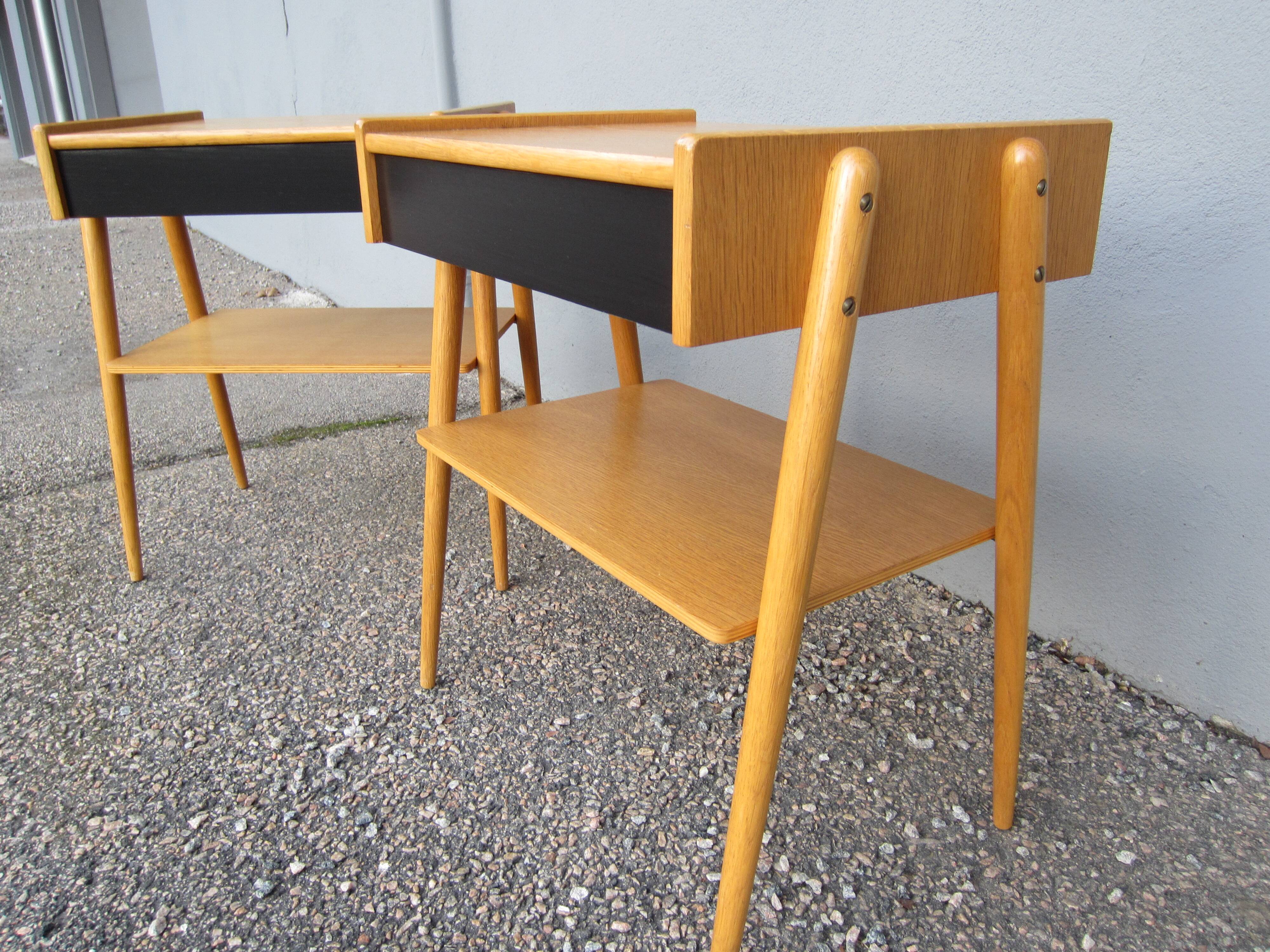 Pair of Scandinavian bedside tables by ab carlström & co möbelfabrik