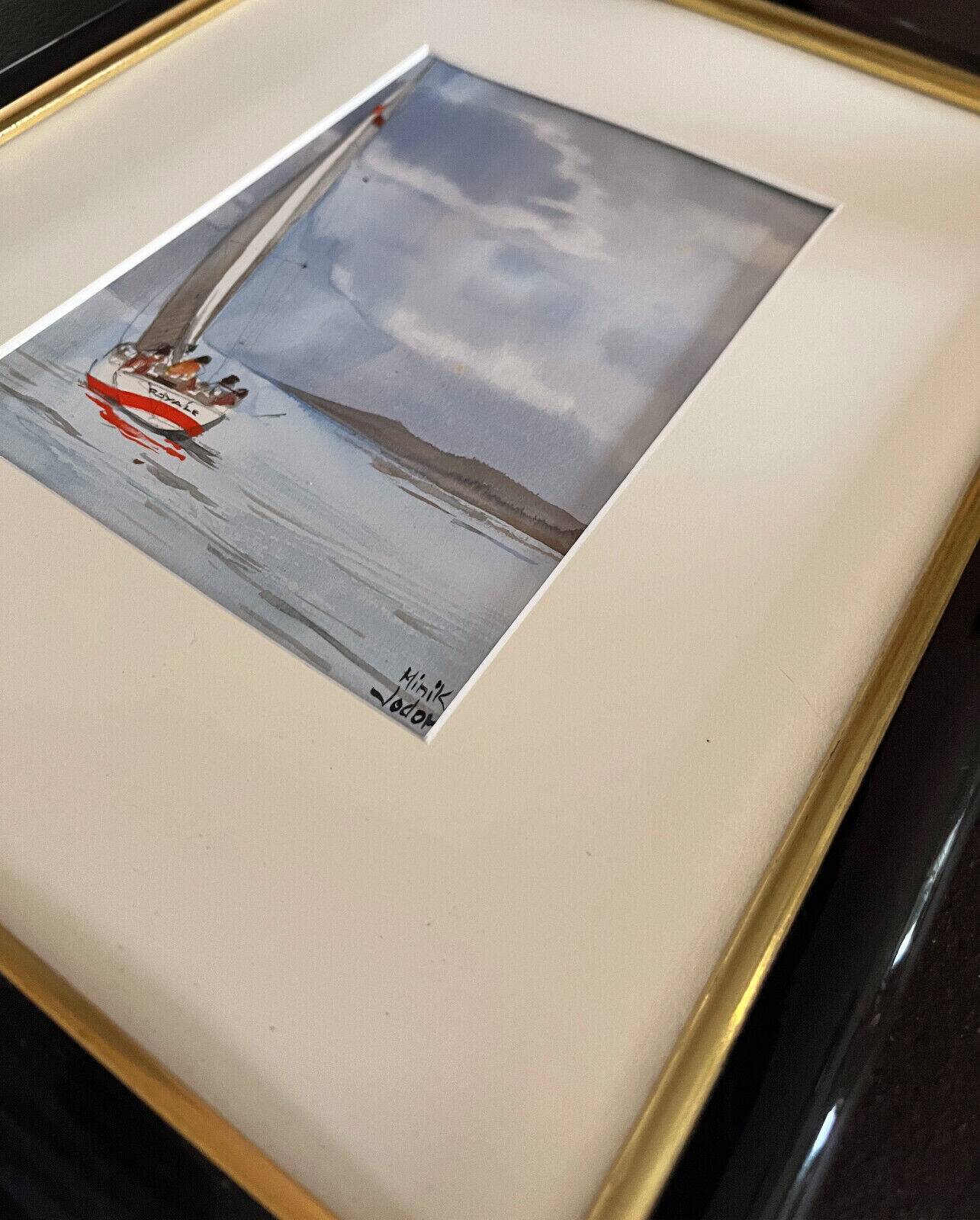 Original watercolor painting by Minik Jodor Marine "Royale" sailing Brittany