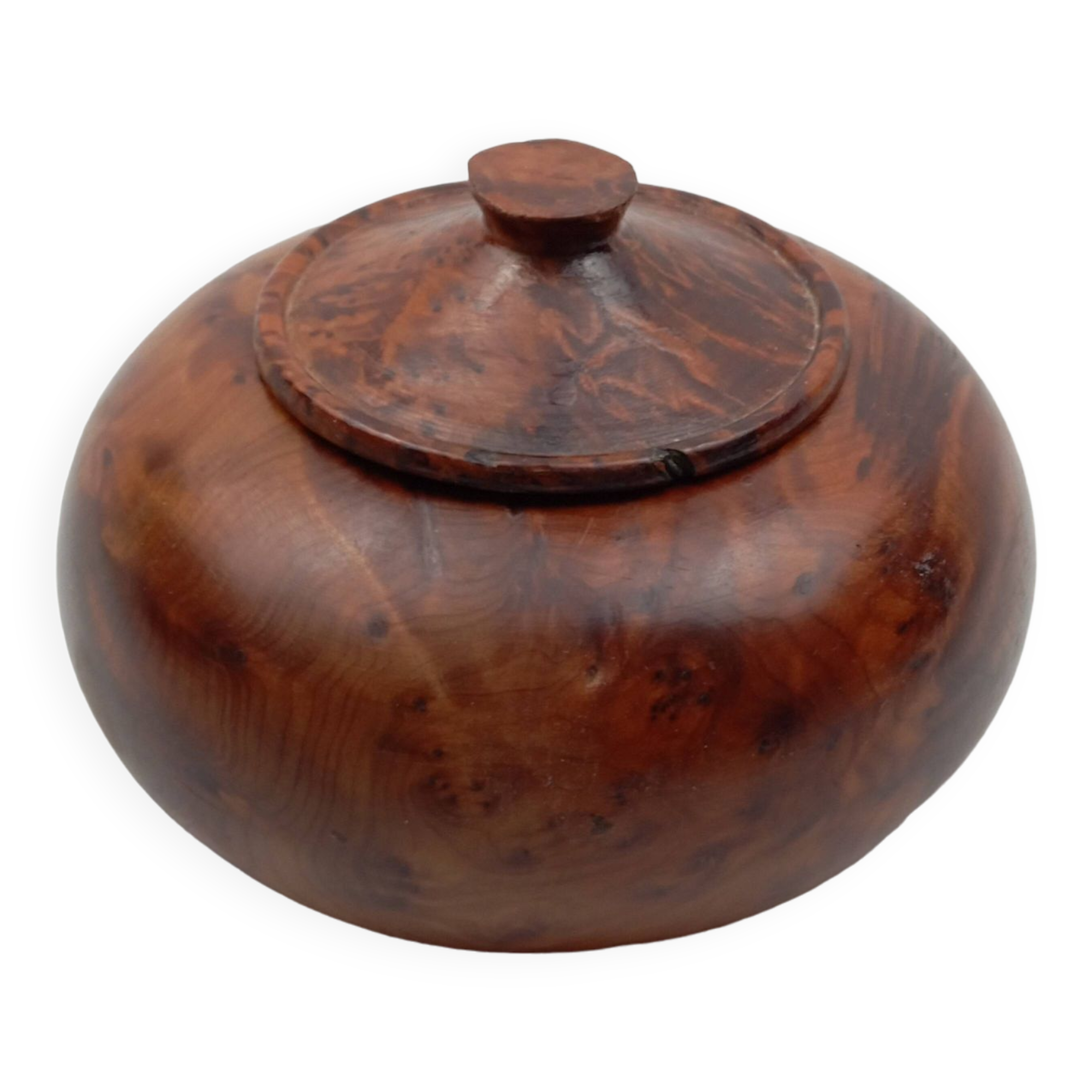 Tobacco box pot snuffbox in olive wood