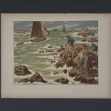Lithograph by Henri Rivière In the Noroît Wind - The Mosses