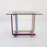 Console en métal multicolore et verre, 1980