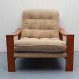 1970s armchair beige in oak