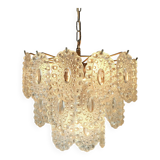 3-tier PENDANT LIGHT with 29 oval glass discs graewe chandelier 1960s