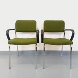 Pair of vintage fabric and chrome armchairs from the 70s