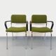 Pair of vintage armchairs in fabric and chrome from the 1970s.